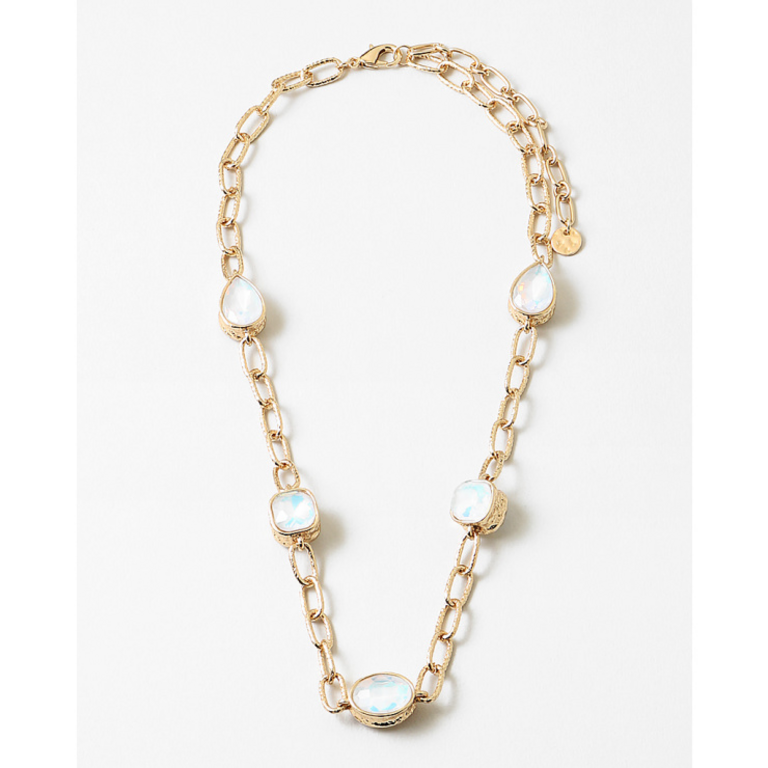 Blue Suede Jewels Short Statement Necklace with Crystals