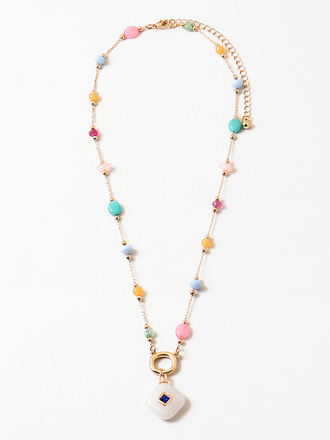 Blue Suede Jewels Delicate Beaded Necklace with Charm
