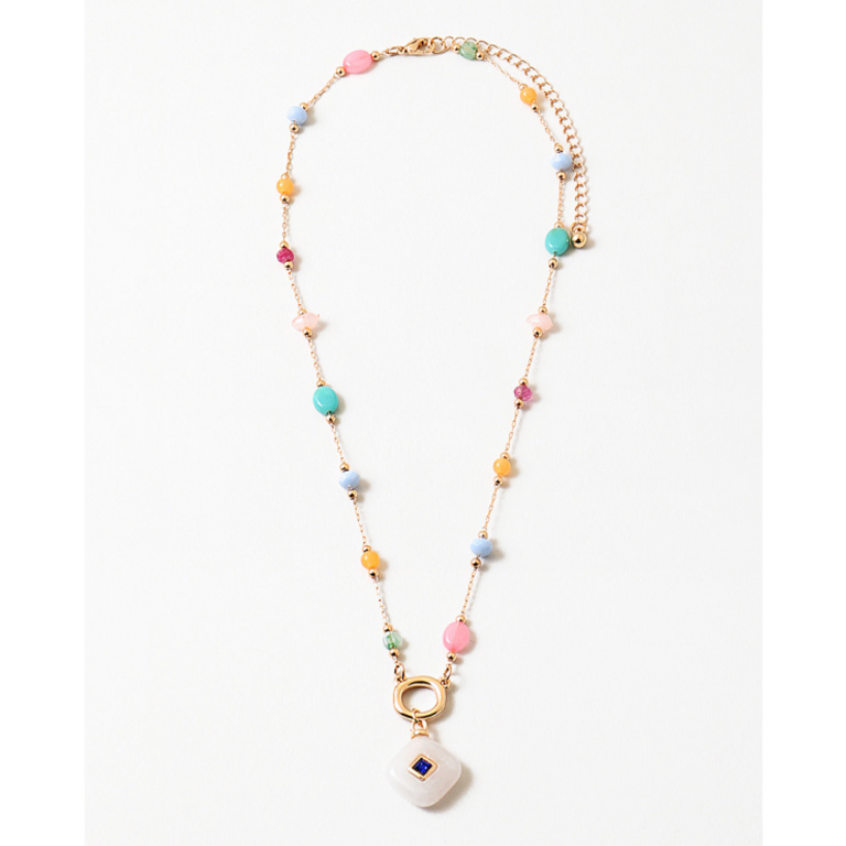 Blue Suede Jewels Delicate Beaded Necklace with Charm