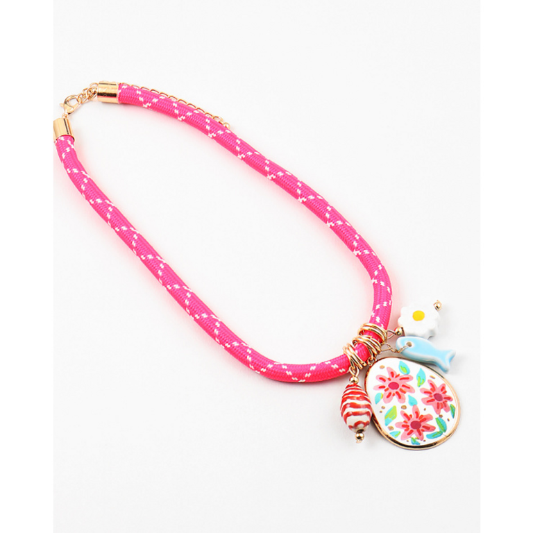 Blue Suede Jewels Corded Necklace with Summer Charms
