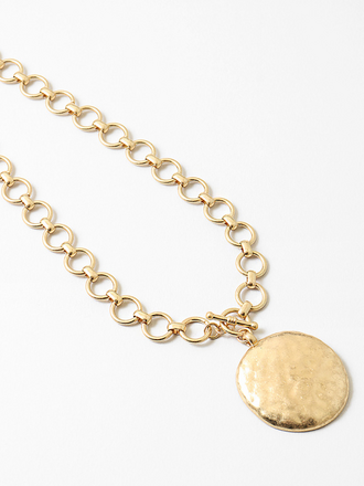 Blue Suede Jewels Statement Hammered Pendant Necklace