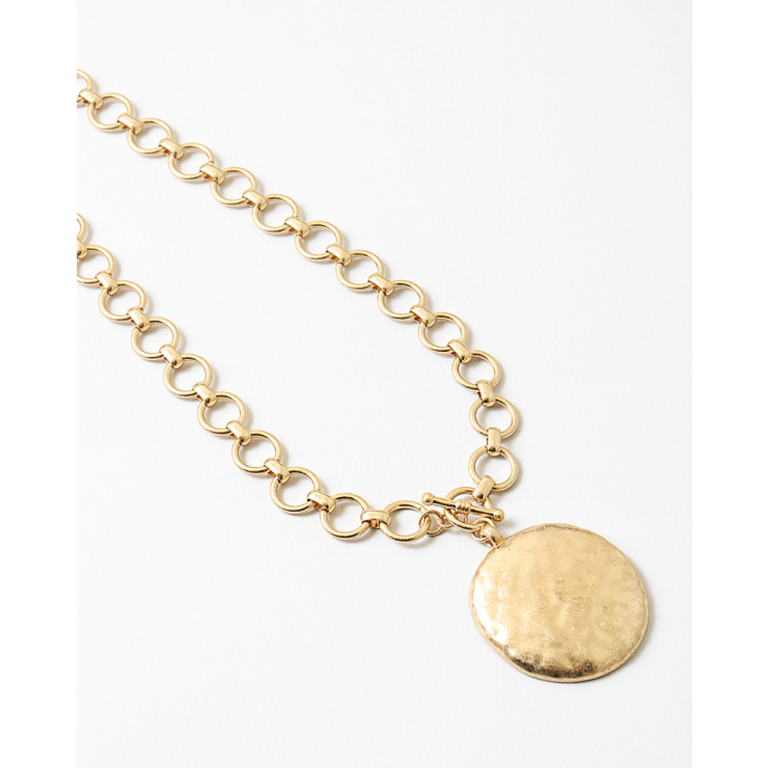 Blue Suede Jewels Statement Hammered Pendant Necklace