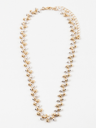 Blue Suede Jewels Two Tone Studded Necklace