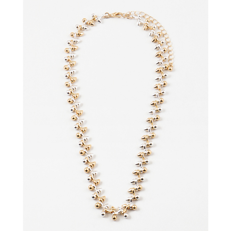 Blue Suede Jewels Two Tone Studded Necklace