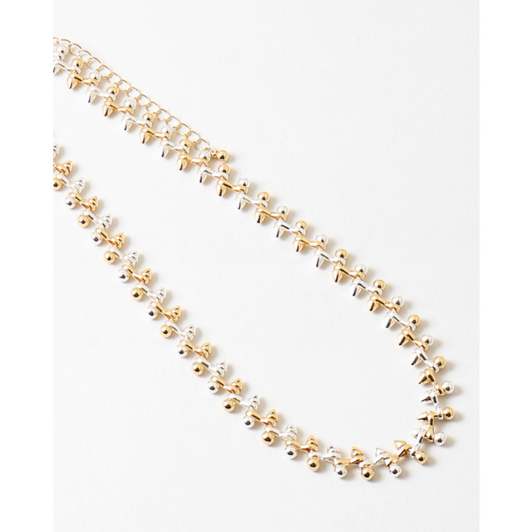 Blue Suede Jewels Two Tone Studded Necklace