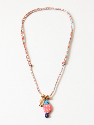 Blue Suede Jewels Ceramic Fish Charm Necklace