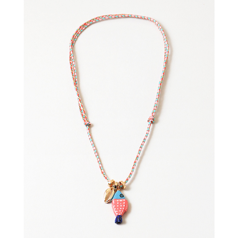 Blue Suede Jewels Ceramic Fish Charm Necklace