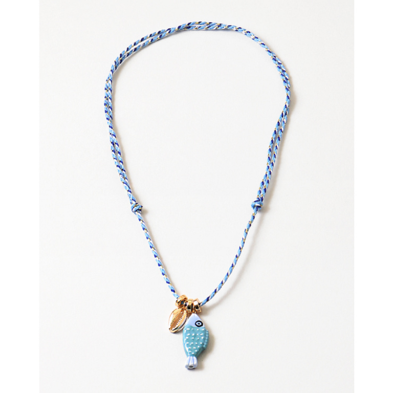 Blue Suede Jewels Ceramic Fish Charm Necklace