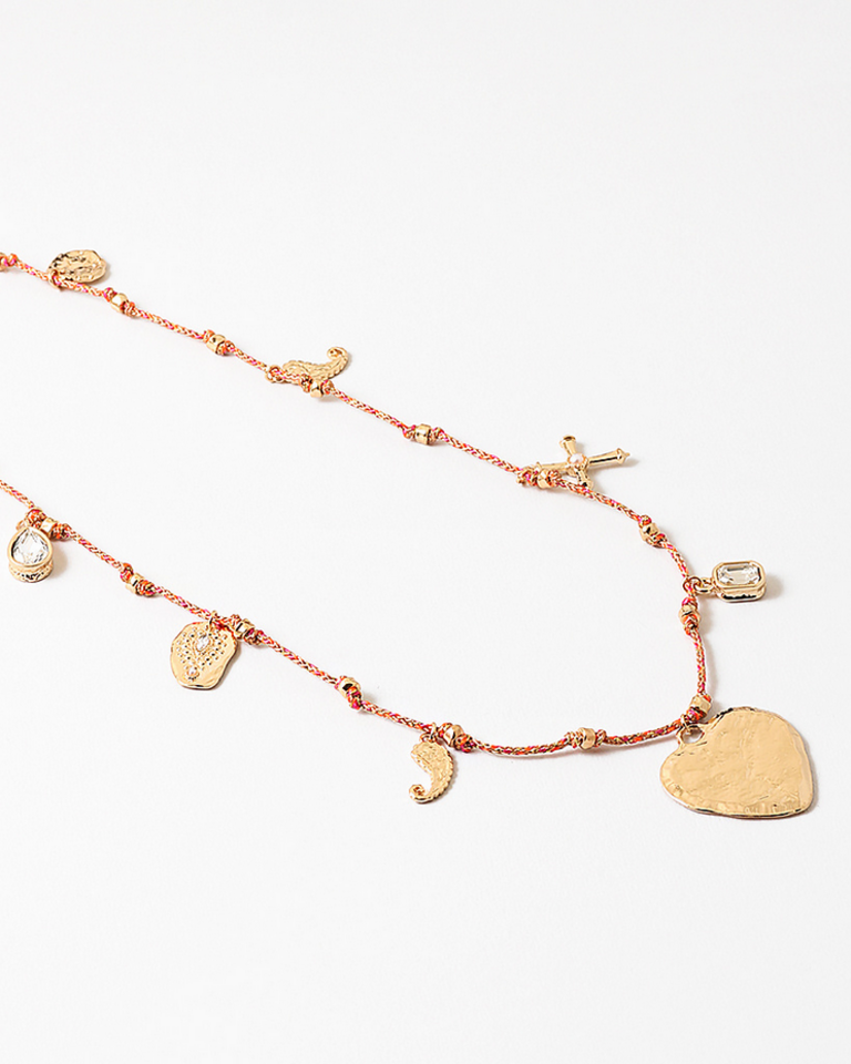 Blue Suede Jewels Charm Necklace on Delicate Cord