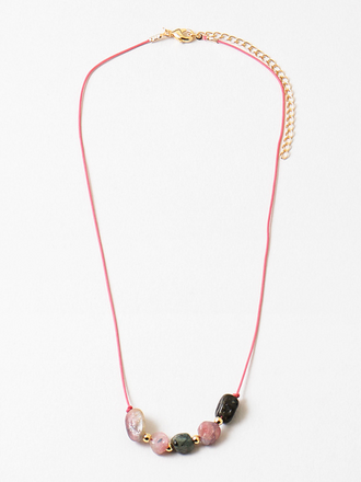 Blue Suede Jewels Delicate Beaded Necklace on Thin Cord