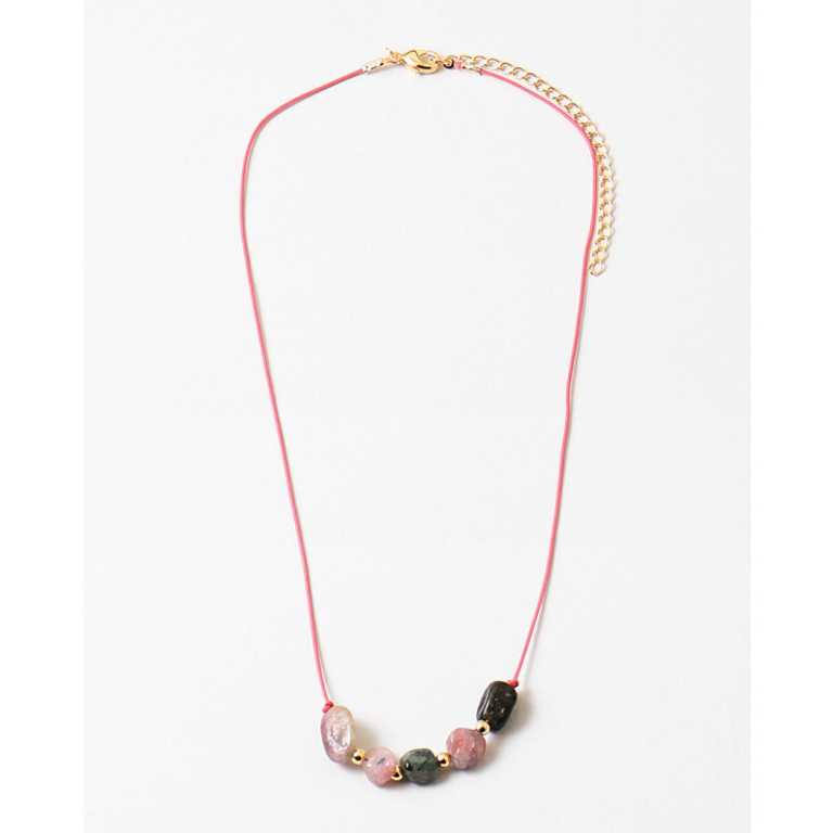 Blue Suede Jewels Delicate Beaded Necklace on Thin Cord