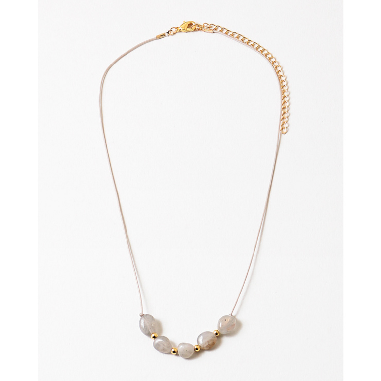 Blue Suede Jewels Delicate Beaded Necklace on Thin Cord
