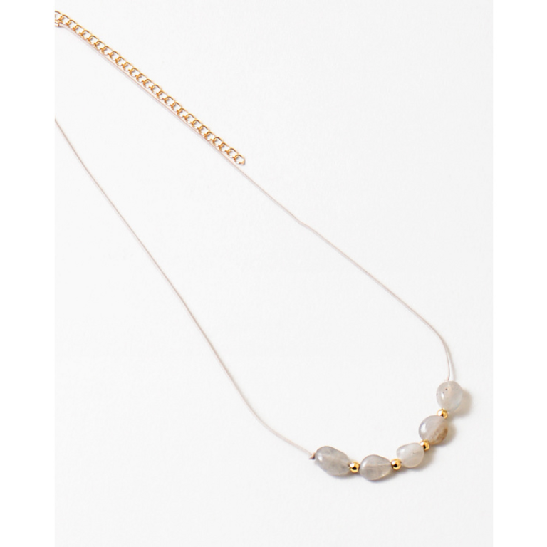 Blue Suede Jewels Delicate Beaded Necklace on Thin Cord