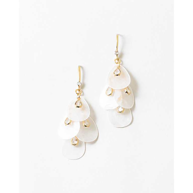 Blue Suede Jewels Shell Statement Earrings