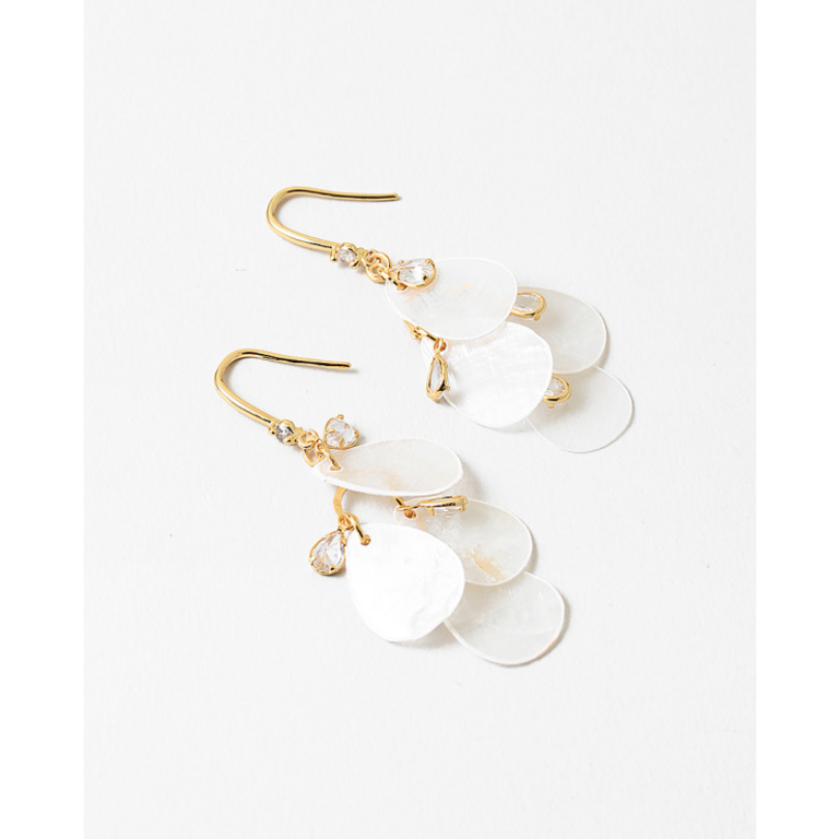 Blue Suede Jewels Shell Statement Earrings