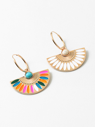 Blue Suede Jewels Gold and Enamel Statement Earrings