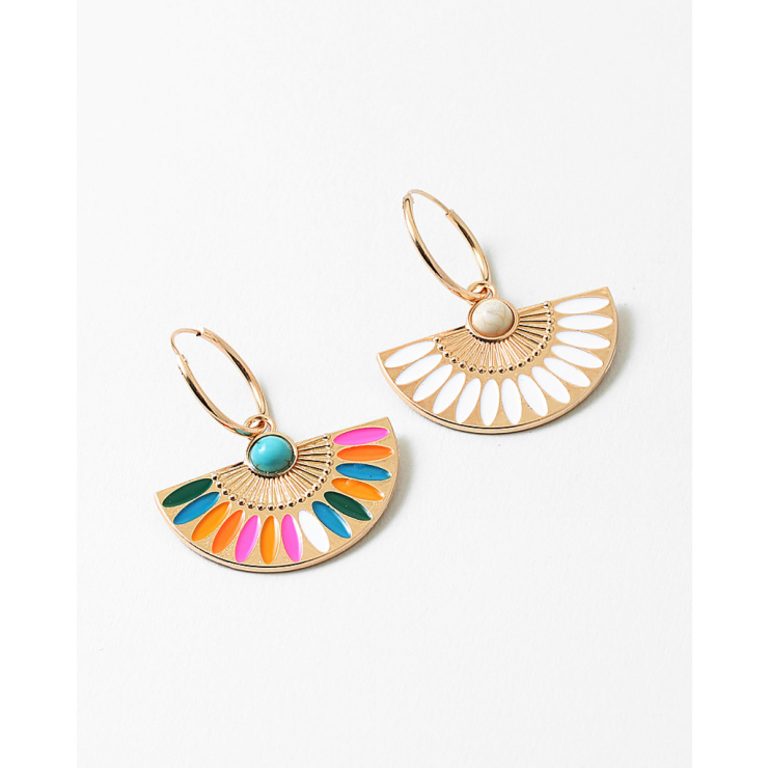Blue Suede Jewels Gold and Enamel Statement Earrings
