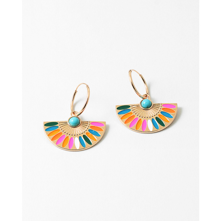 Blue Suede Jewels Gold and Enamel Statement Earrings