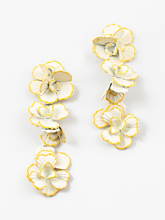 Blue Suede Jewels Flower Statement Earrings