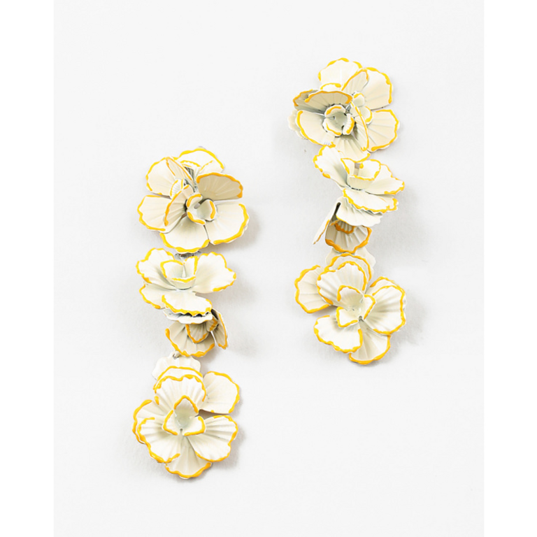 Blue Suede Jewels Flower Statement Earrings