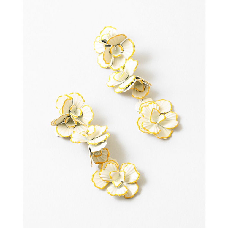 Blue Suede Jewels Flower Statement Earrings