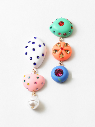 Blue Suede Jewels Colorful Asymetrrical Earrings