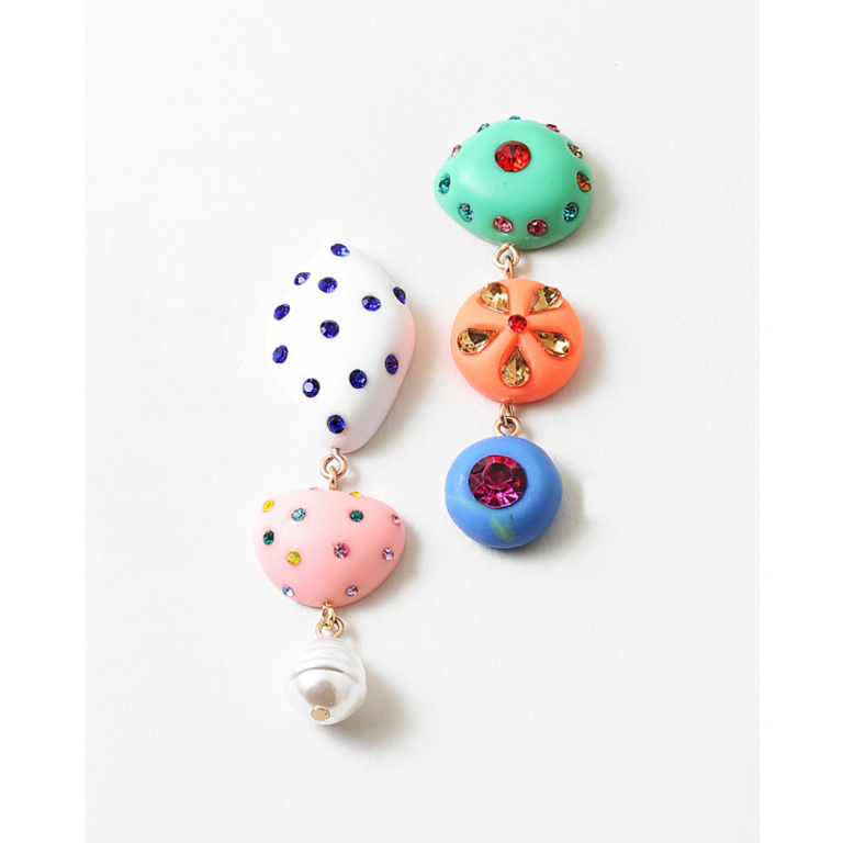 Blue Suede Jewels Colorful Asymetrrical Earrings