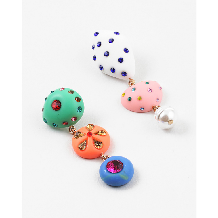 Blue Suede Jewels Colorful Asymetrrical Earrings