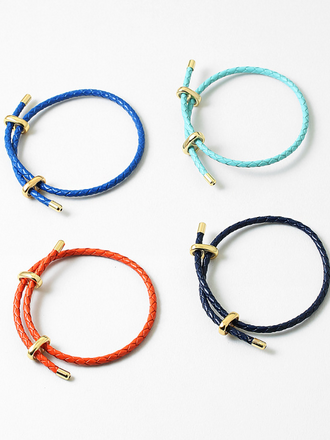 Blue Suede Jewels Braided Faux Leather Bracelet