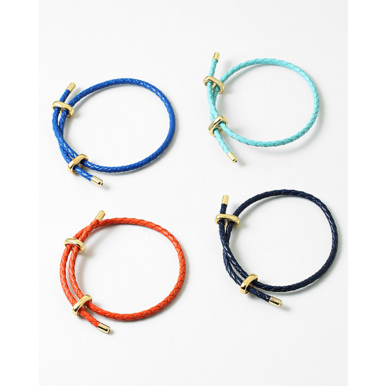 Blue Suede Jewels Braided Faux Leather Bracelet