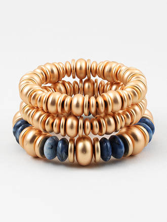 Blue Suede Jewels Gold & Lapis Stretch Bracelet Set