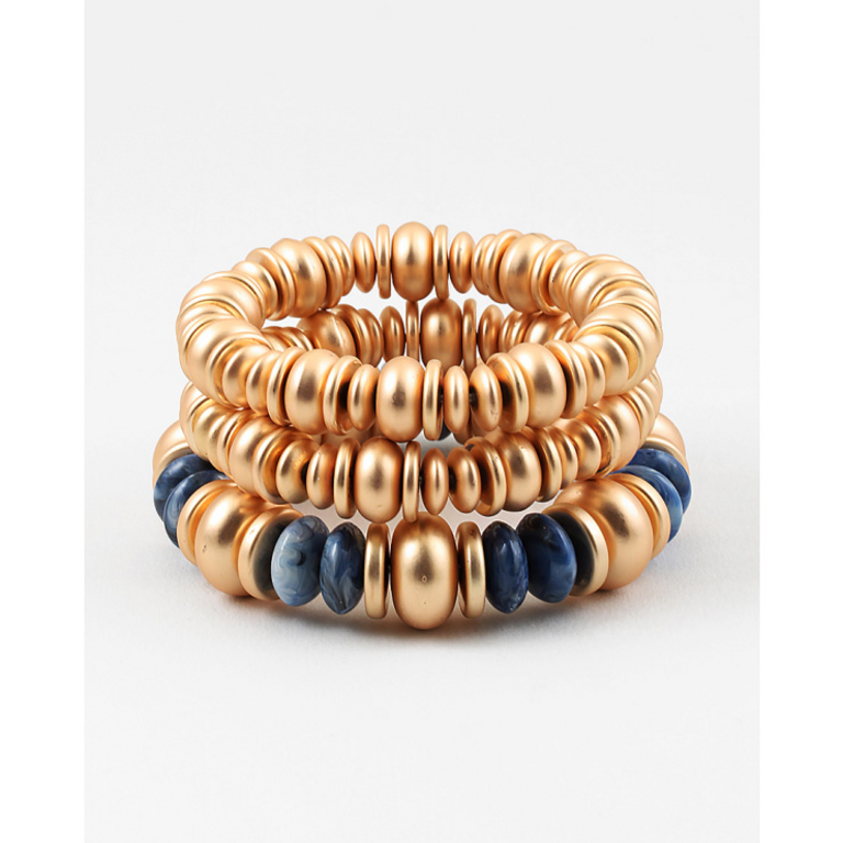Blue Suede Jewels Gold & Lapis Stretch Bracelet Set