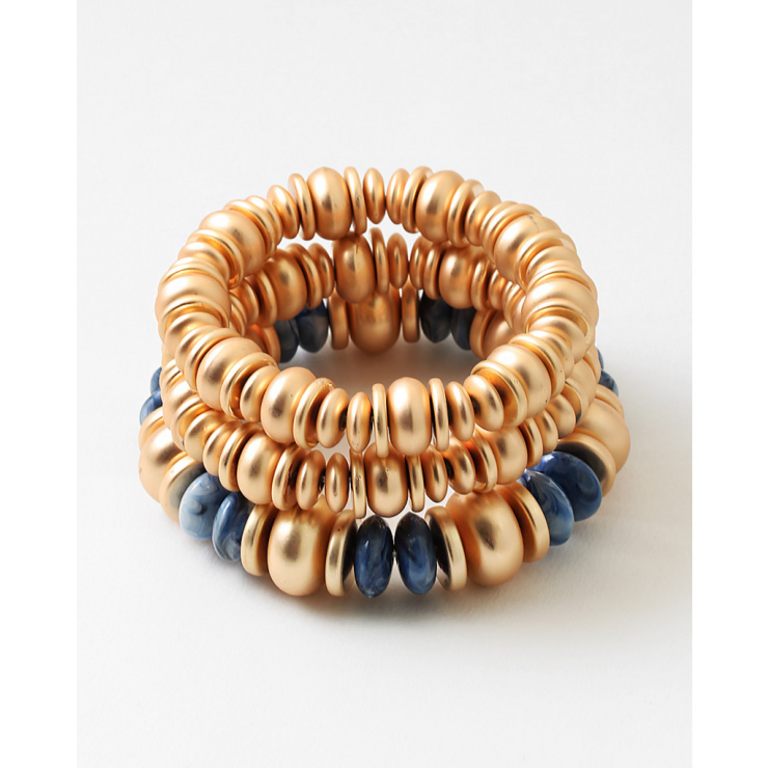 Blue Suede Jewels Gold & Lapis Stretch Bracelet Set