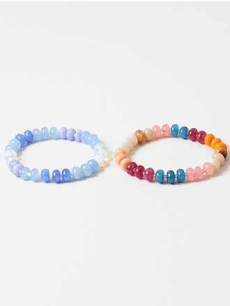 Blue Suede Jewels Beaded Stretch Bracelet