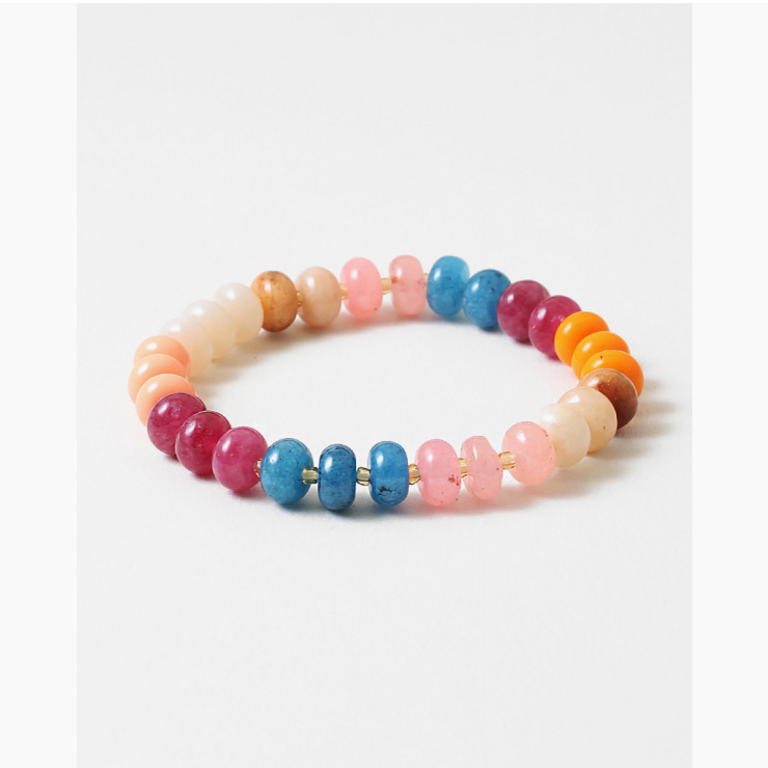 Blue Suede Jewels Beaded Stretch Bracelet