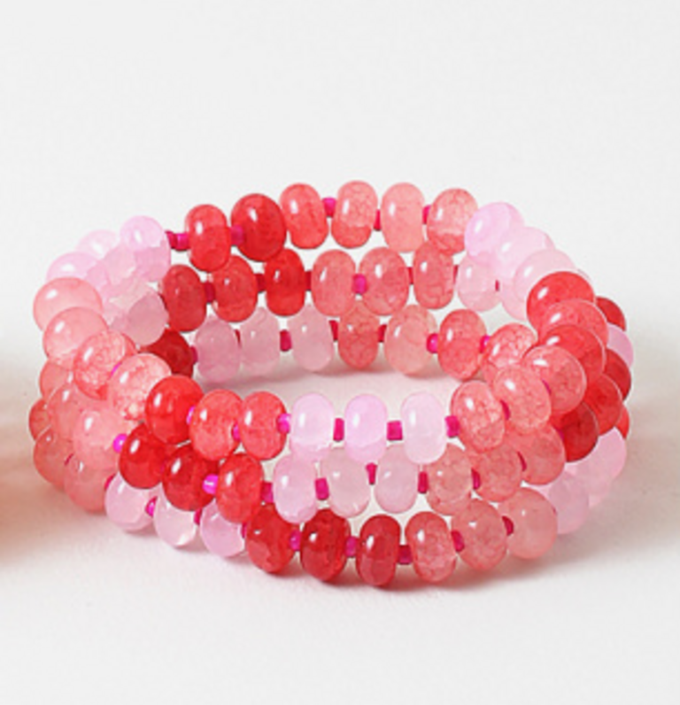 Blue Suede Jewels Pink Stretch Bracelet Set