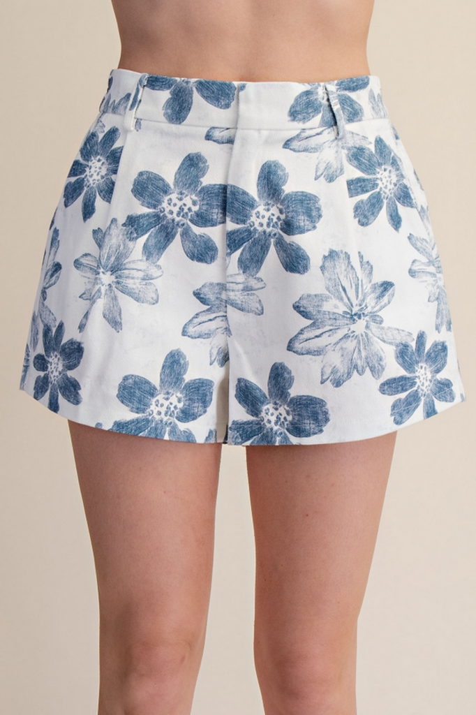 Glam Floral High Waist Shorts
