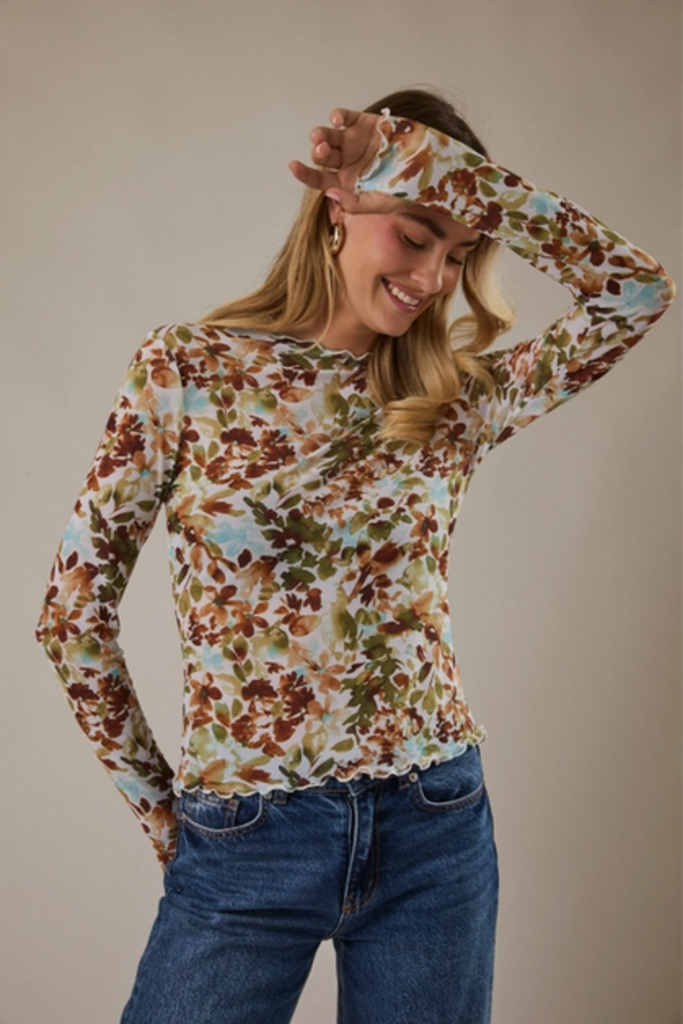 Gilli Long Sleeve Mesh Top
