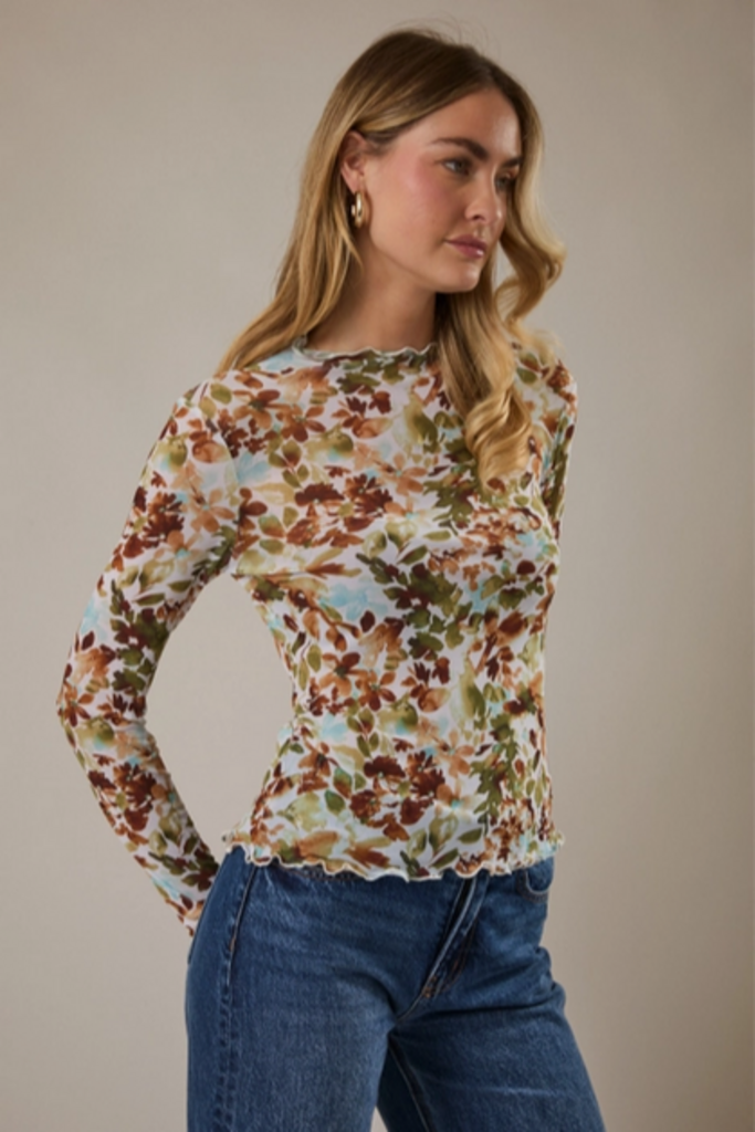 Gilli Long Sleeve Mesh Top