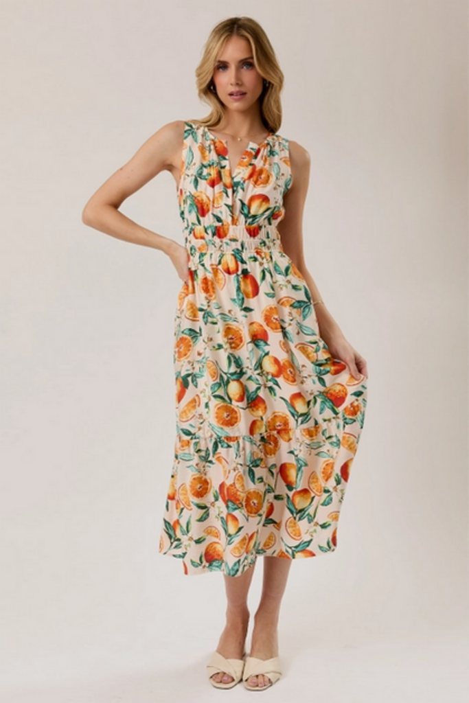 Gilli Mediterranean Citrus Midi Dress