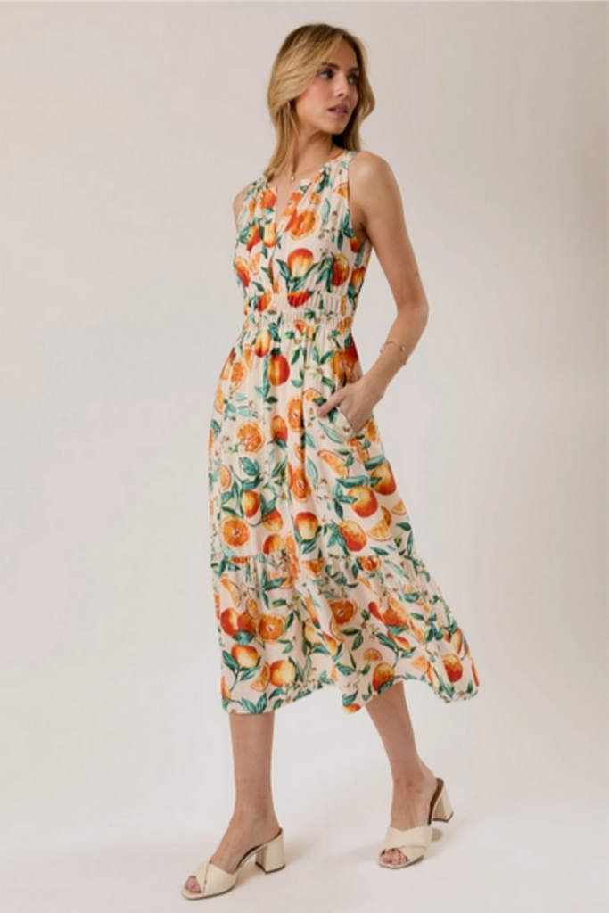 Gilli Mediterranean Citrus Midi Dress