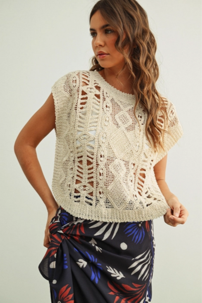 Miou Muse Crochet Knitted Top
