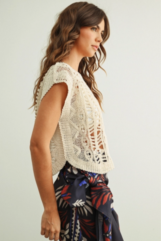 Miou Muse Crochet Knitted Top