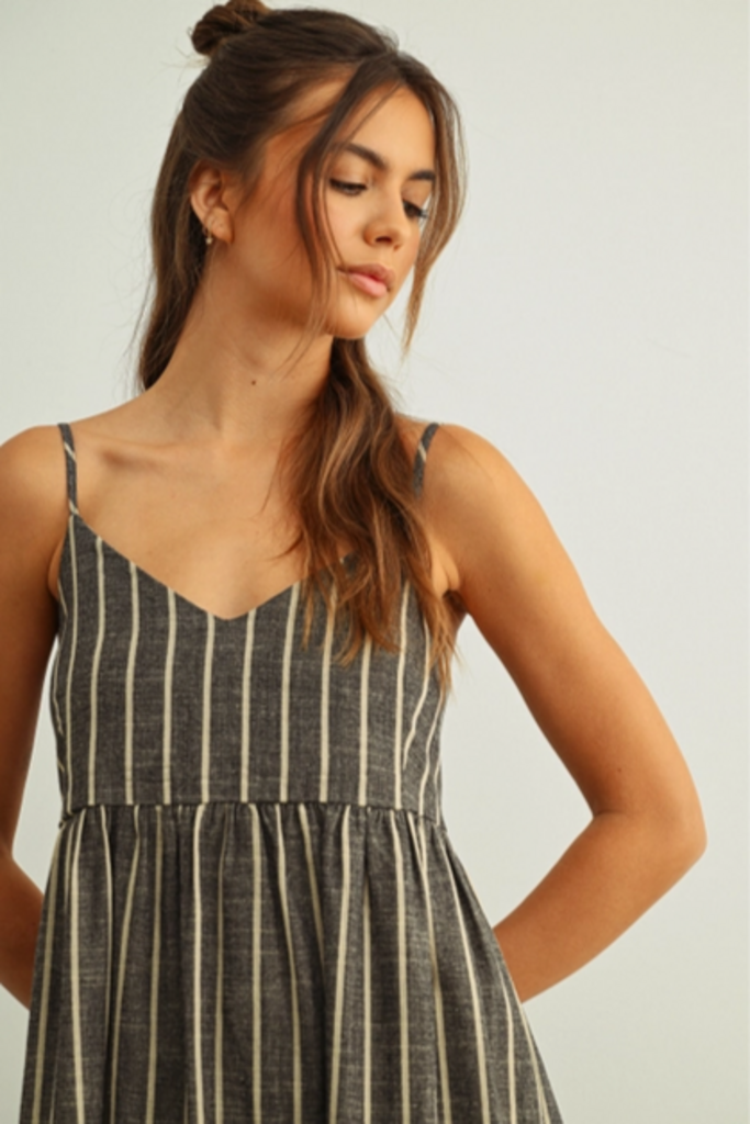 Miou Muse Coastal Stripe Linen Blend Maxi Dress