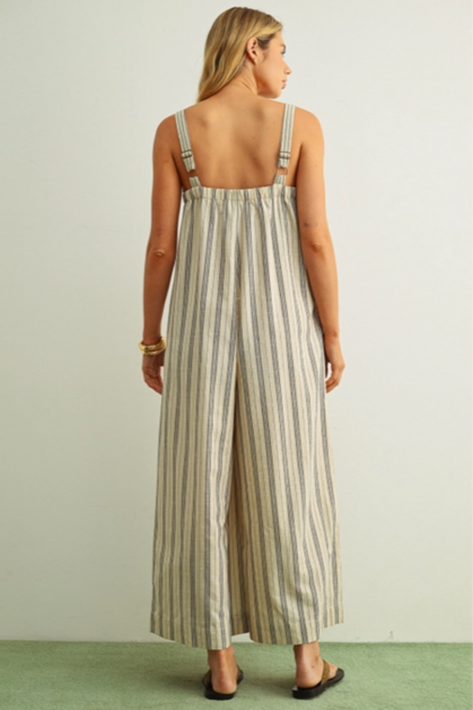 Miou Muse Striped Wide Leg Jumpsuit