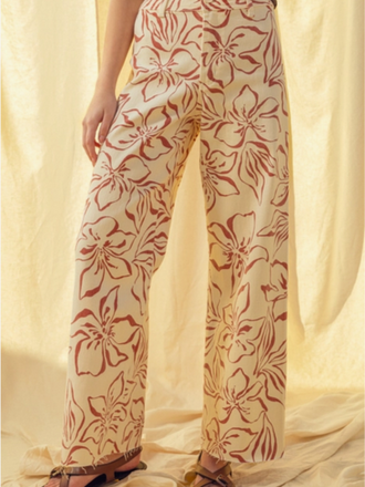 Miou Muse Tropical Floral Wide Leg Pants