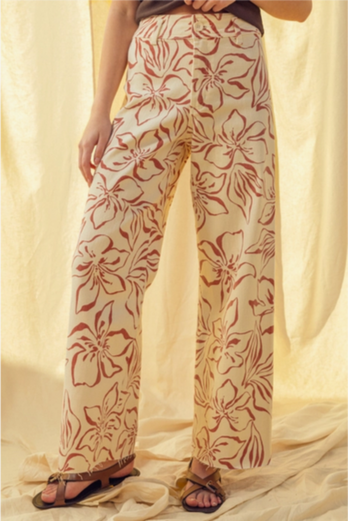 Miou Muse Tropical Floral Wide Leg Pants