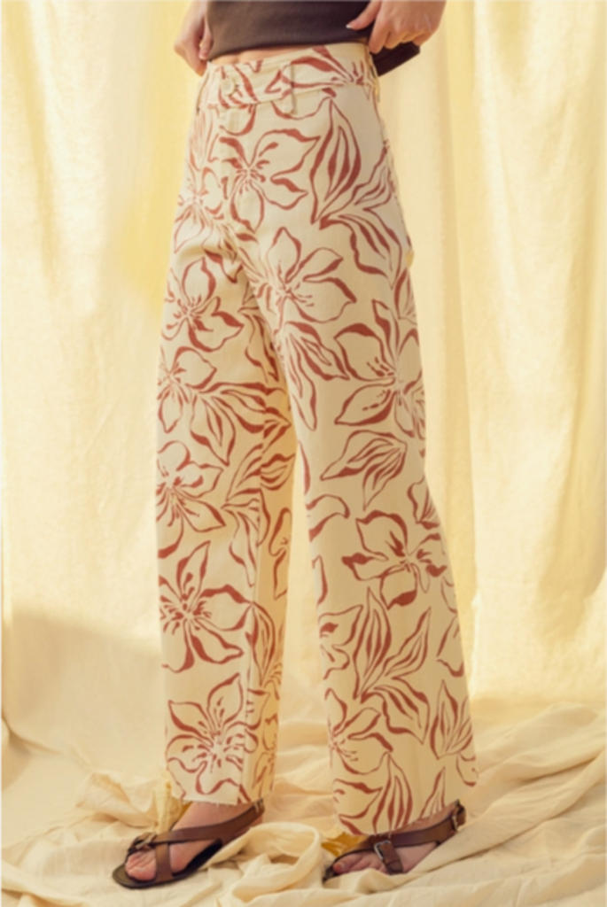 Miou Muse Tropical Floral Wide Leg Pants