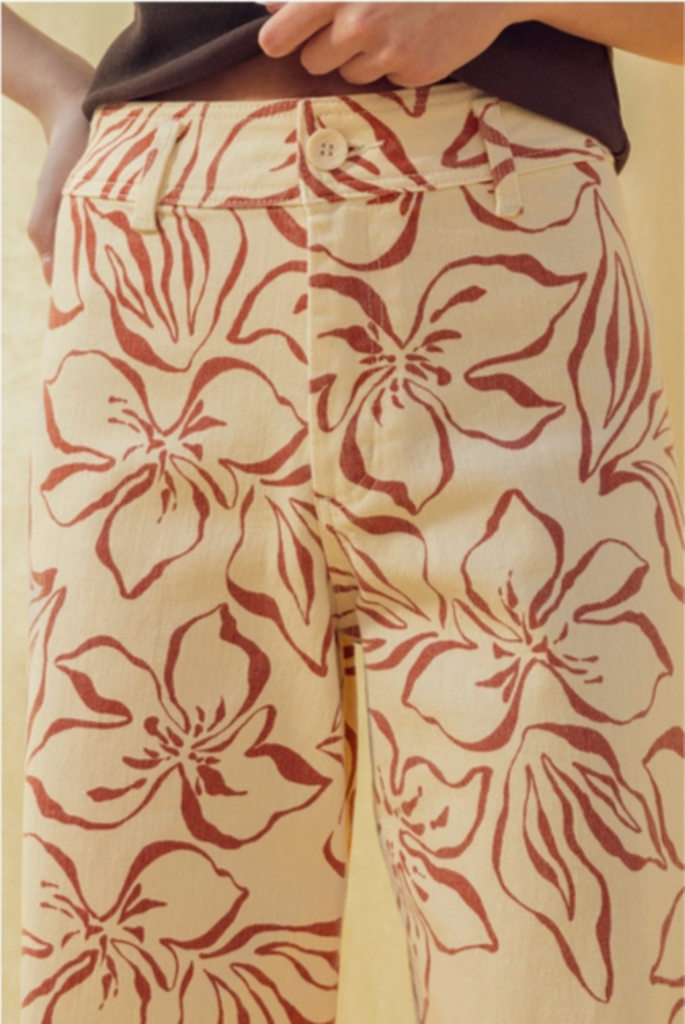 Miou Muse Tropical Floral Wide Leg Pants