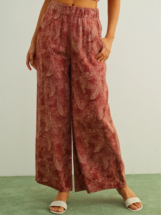 Miou Muse Washed Botanical Wide Leg Pants